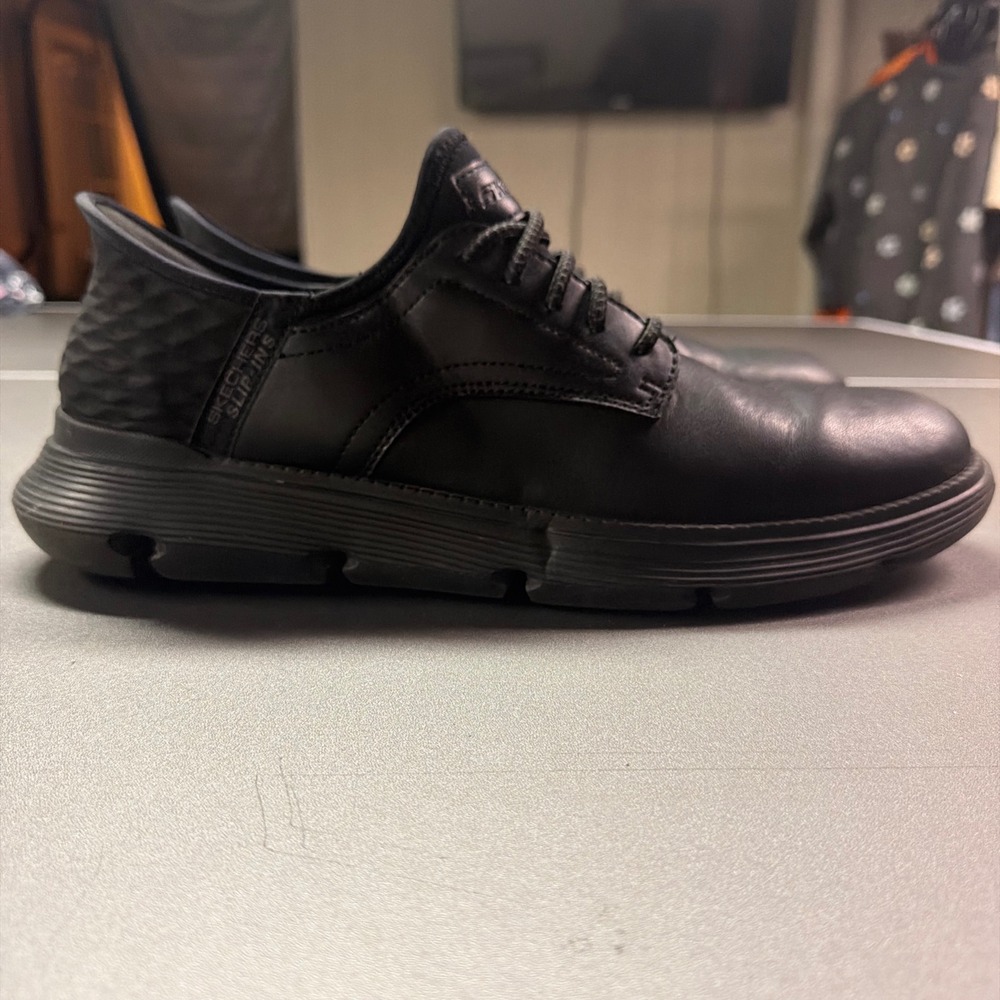 Skechers Slip-ins Arch Fit Black Leather Casual Walking Shoes Men's US 12 EU 46 - Picture 5 of 8